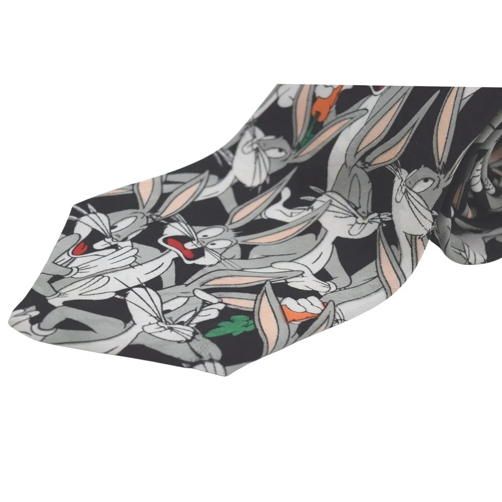 Vintage Looney Tunes Bugs Bunny Tie Black Novelty Cartoon‎ Necktie Menswear